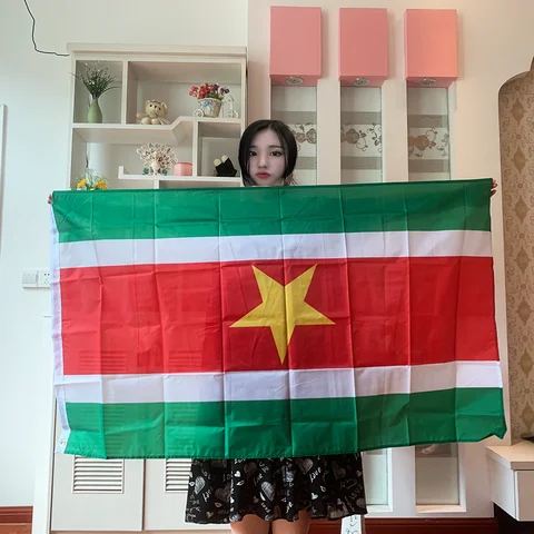 Флаг Суринама 90x15 0 см, высококачественный двусторонний Печатный полиэстер, фотография, Национальный Баннер для украшения