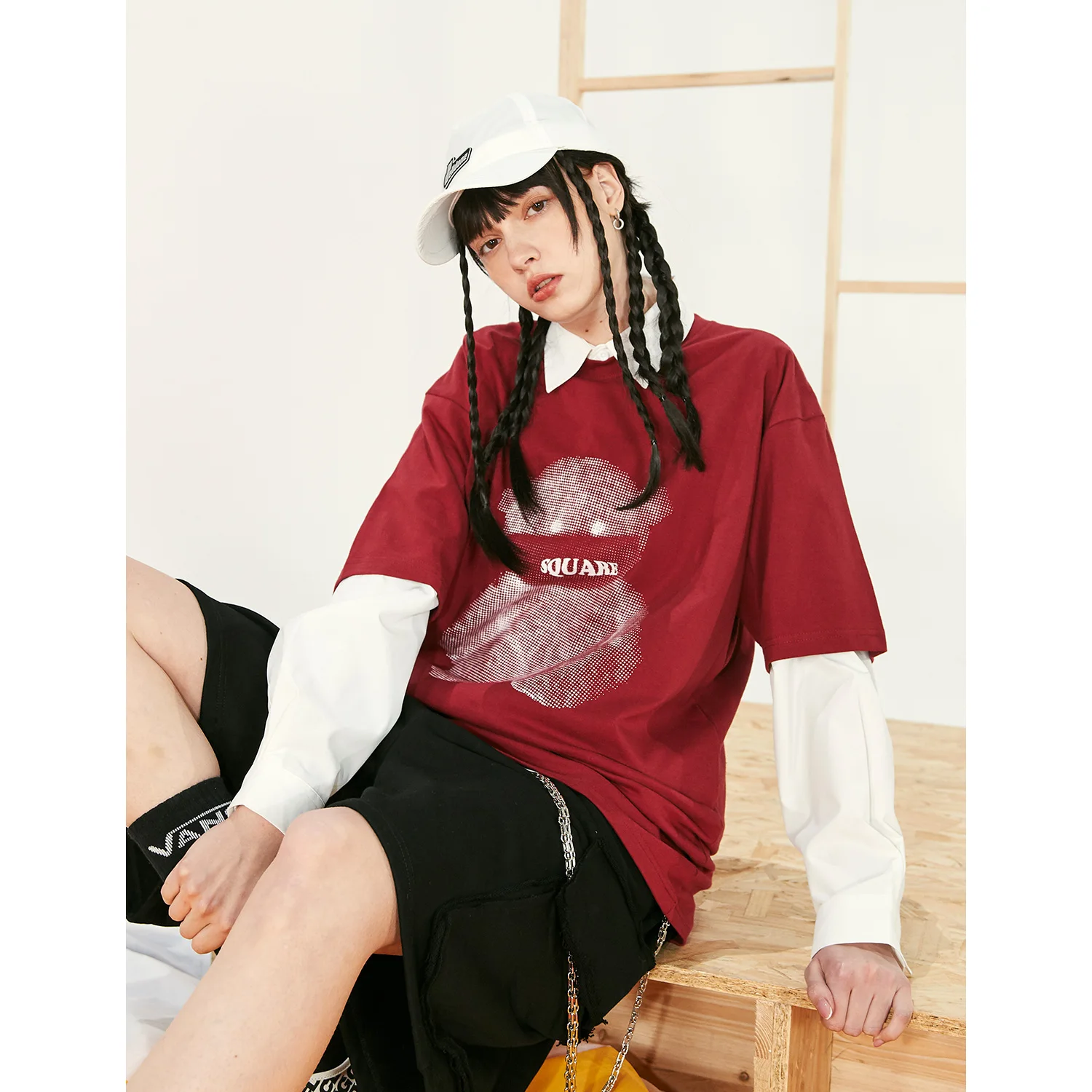 Оригинальная Универсальная футболка с квадратным принтом медведя Houlest Модная