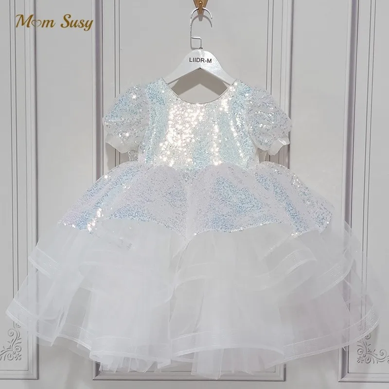 

Baby Girl Princess Sequins Layered Tutu Dress Puff Sleeve Infant Toddler Child Vestido Party Pageant Birthday Baby Clothes 1-12Y