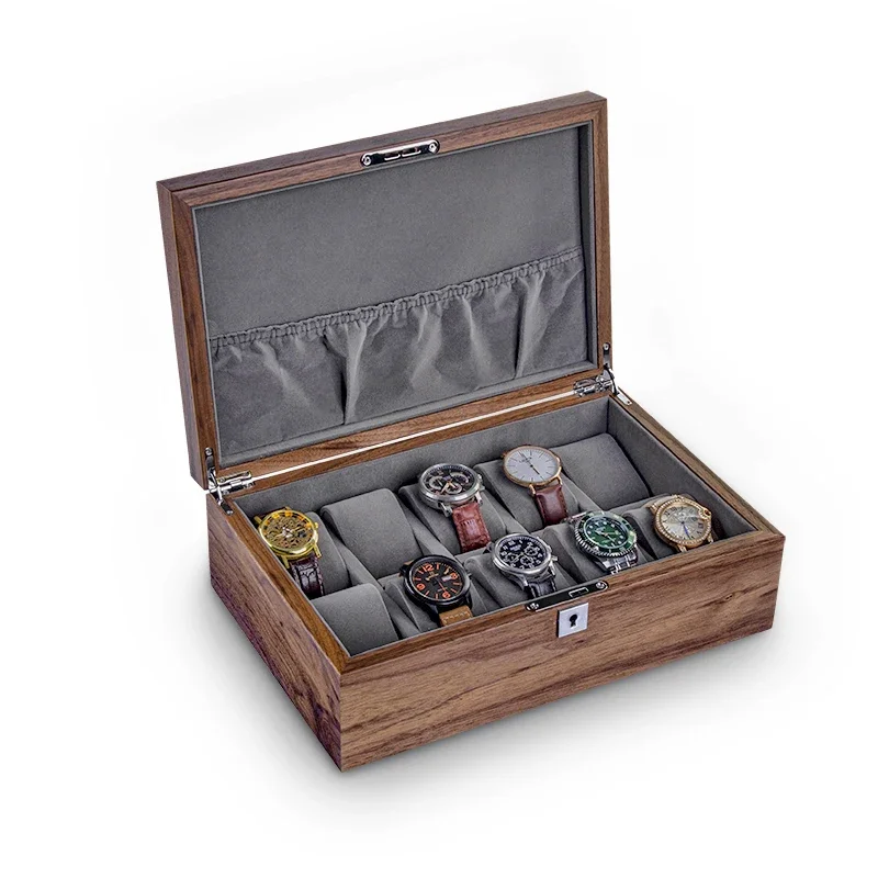 Коробка для хранения часов из орехового дерева с замком органайзер ювелирных