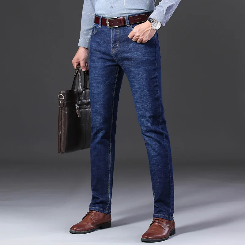 Dutrieux/2023 men's jeans slim fit stretch straight business jeans spring trendy brand versatile pants  wkwkp00180 cargo jeans