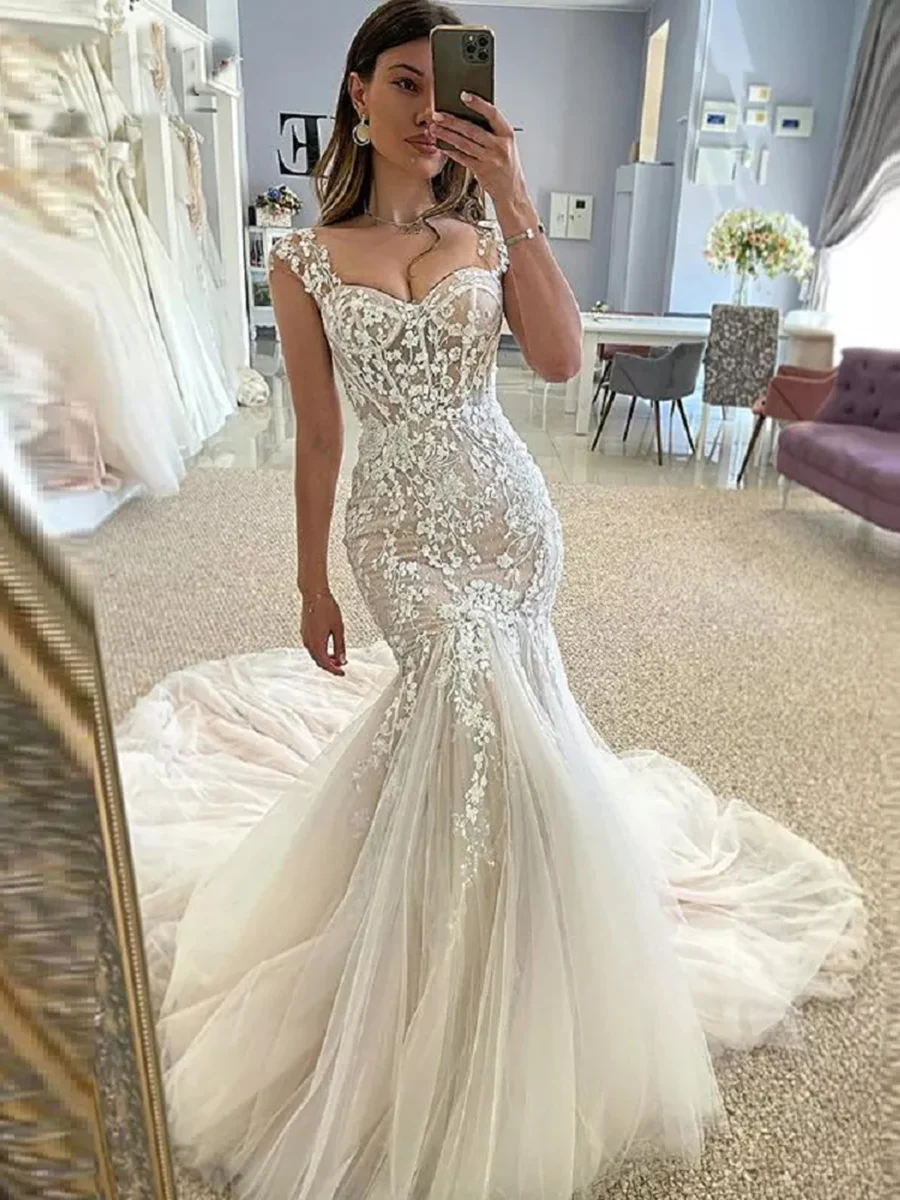 

Женское кружевное платье-Русалка It's yiiya, белое длинное платье без рукавов на тонких бретельках с цветами в стиле бохо на лето 2019