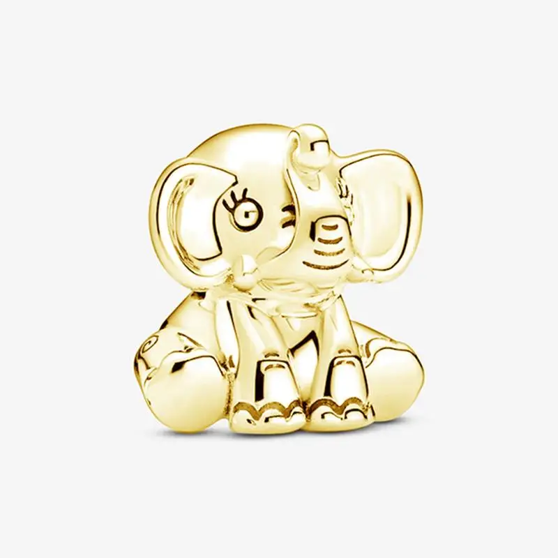 

Fina Sale 925 Sterling Silver Bead Golden Elephant charms mybeboa Gold Plated Dangle Fit Original Pandora Bracelet Women Jewelry