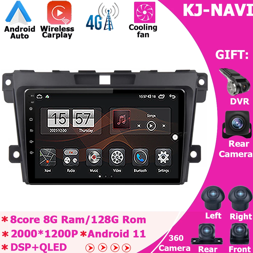 

Стерео BT авто для Mazda CX7 CX-7 CX 7 ER 2009 - 2012 9 "Android 11 автомобильный радиоплеер навигация зеркальная ссылка мультимедийный плеер