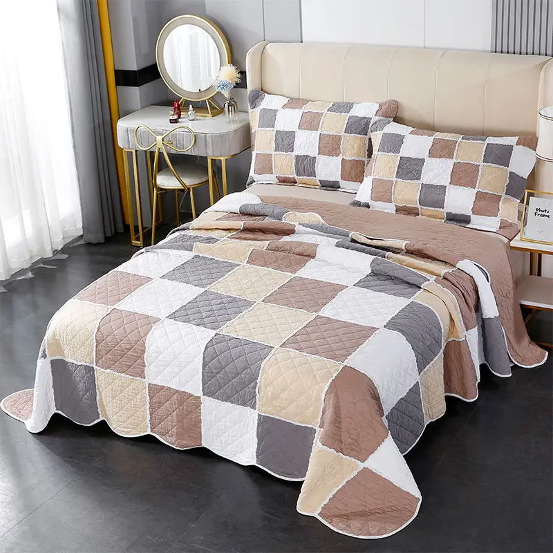 

Комплект клетчатого одеяла CHAUSUB в стиле пэчворк, 3 шт., хлопковое покрывало на кровать, Королевский размер, стеганое одеяло, летнее двустороннее одеяло для кровати