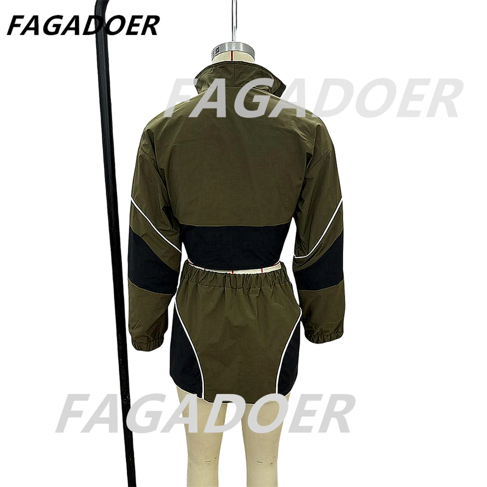 FAGADOER Женский комплект из двух предметов с цветными блоками повседневная