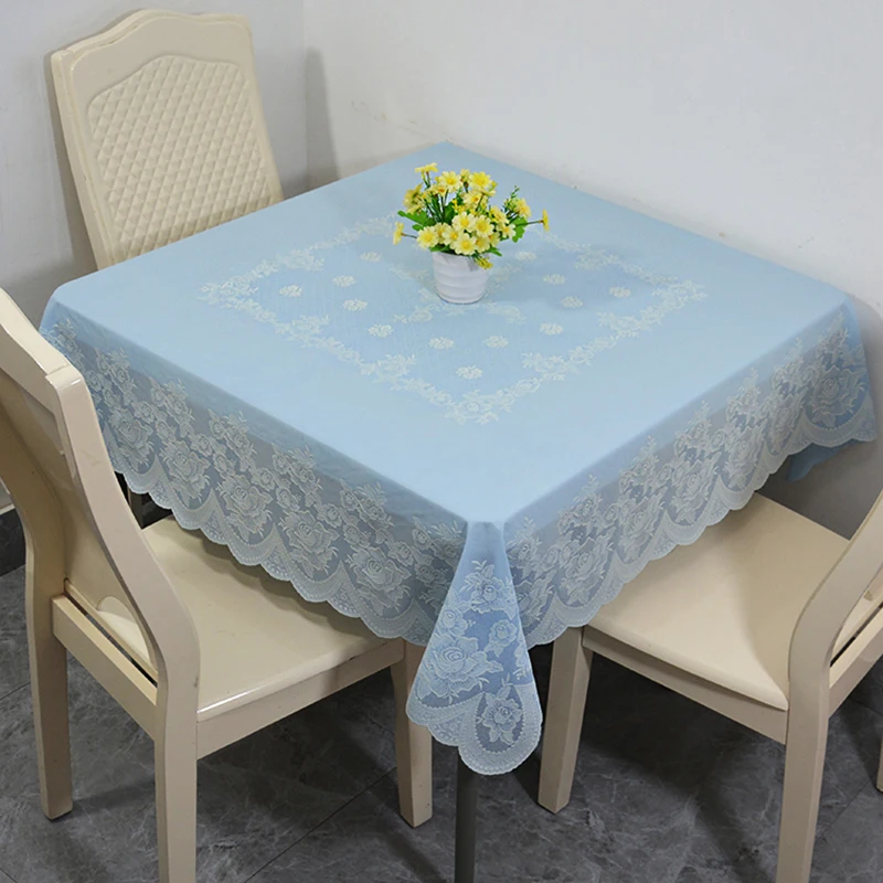 

Blue small fresh rural PVC tablecloth waterproof, oil resistant, scald resistant, and washable