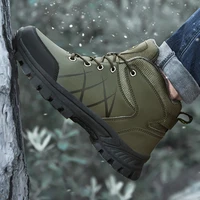 mens large size outdoor high top hiking shoes womens fleece warm cotton shoes couple climbing sneakers labor insurance shoes