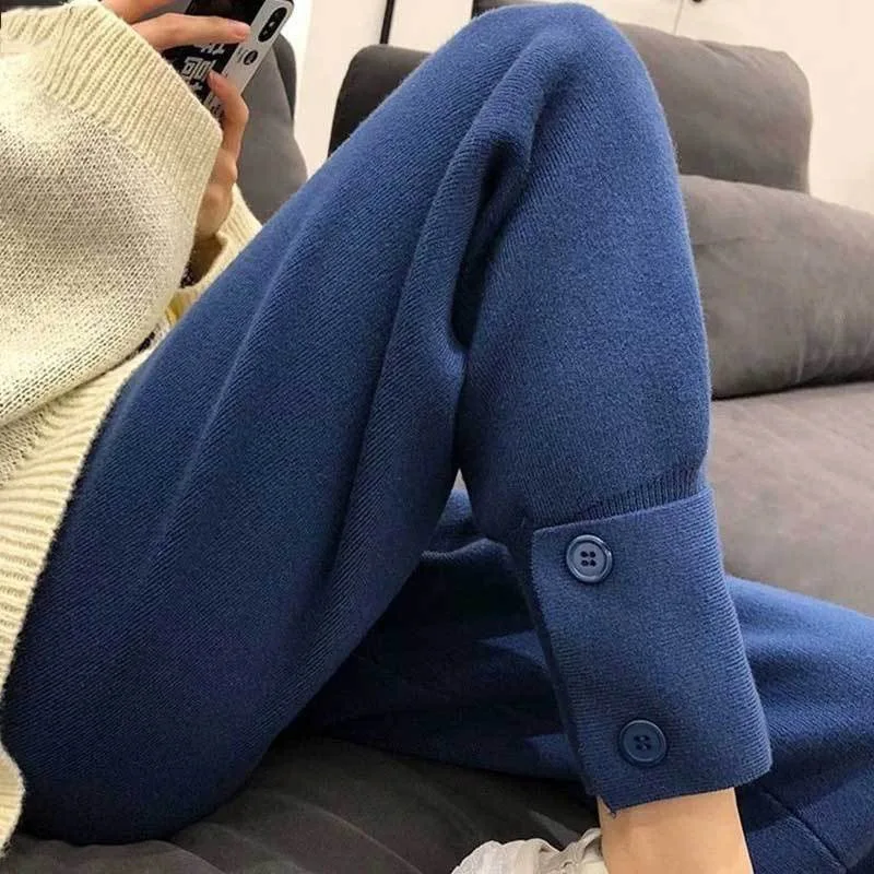 

Big Yards Grandma Pants Turnip Pants Female Qiu Dong Loose Knitted Casual Pants Show Thin Lantern Beam Foot Trousers Little Feet