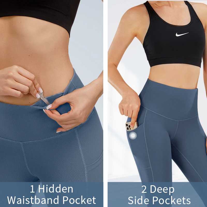 

Gymclick Naked Feeling Yoga Pants: High Waisted Soft Full Length Leggings Women Fitness Running Gym - Nylon Elastic Sport Pants.