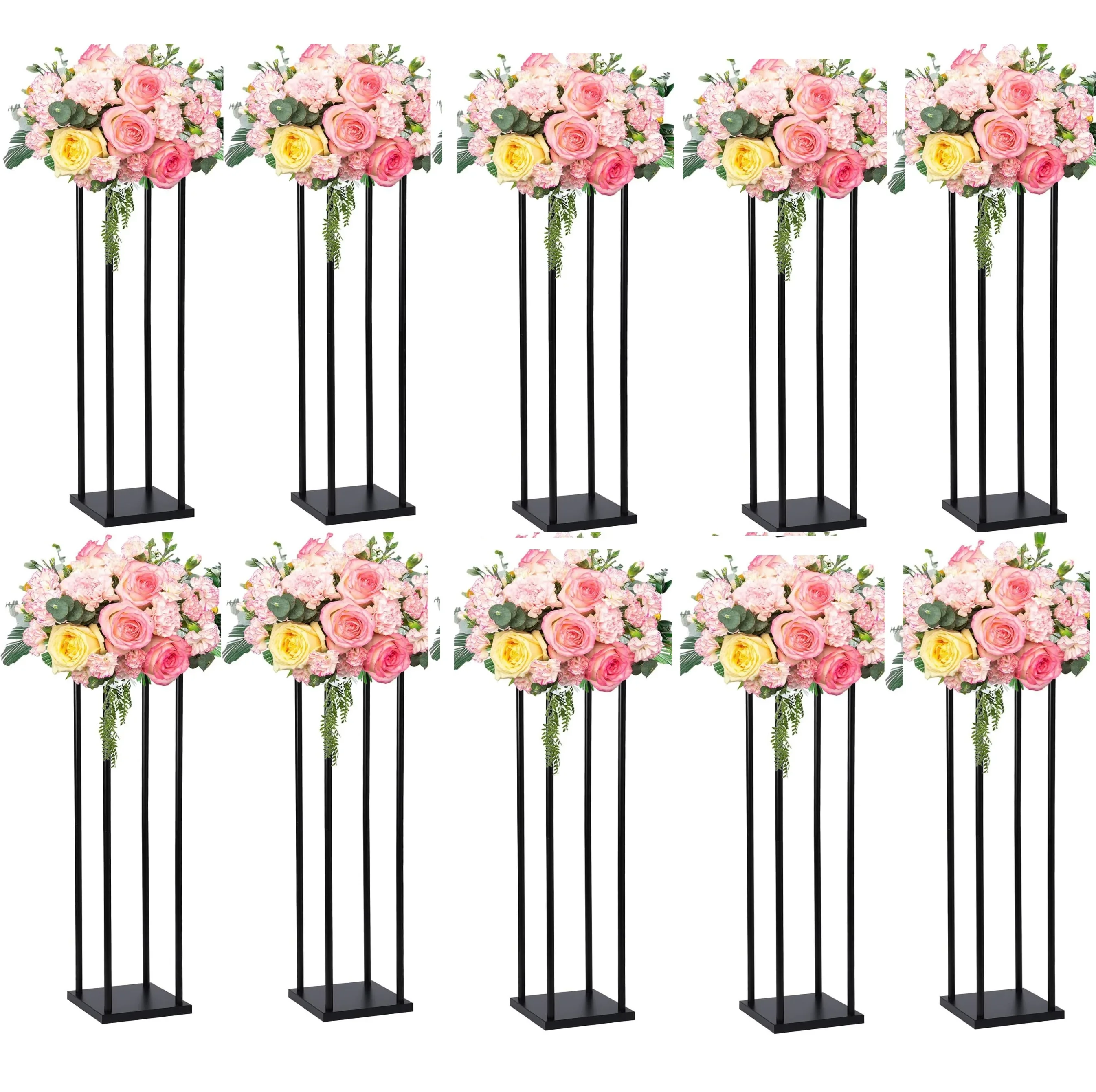 10 шт. матовая черная свадебная подставка для цветов металлическая ваза колонна