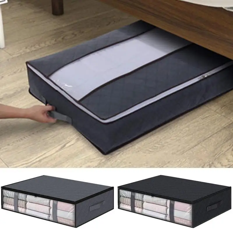 

Comforter Storage Bag 4PCS Dust-proof Wardrobe Quilt Clothes Organizer Foldable Under Bed Clothes Storage Containers Accessories