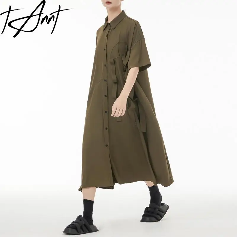 

Платье-рубашка женское свободного покроя, с коротким рукавом