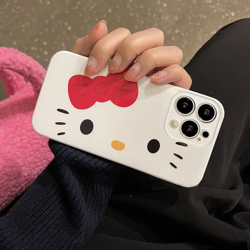 

Kawaii Sanrio Hello Kitty Iphone14/12Pro Phone Case Anime Figure Ip11/7Plus Silica Gel Soft Shell All Inclusive Protective Case