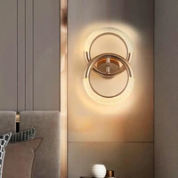 luxury led wall light double ring golden lamps for living room bedside aisle corridor home decor lamp crystal lighting light