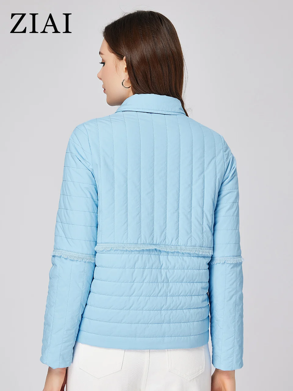 ZIAI 2023 Women's spring jacket Classic Short Large lapel Asymmetric zipper design for side fashion Thin Cotton parkas ZM-20368