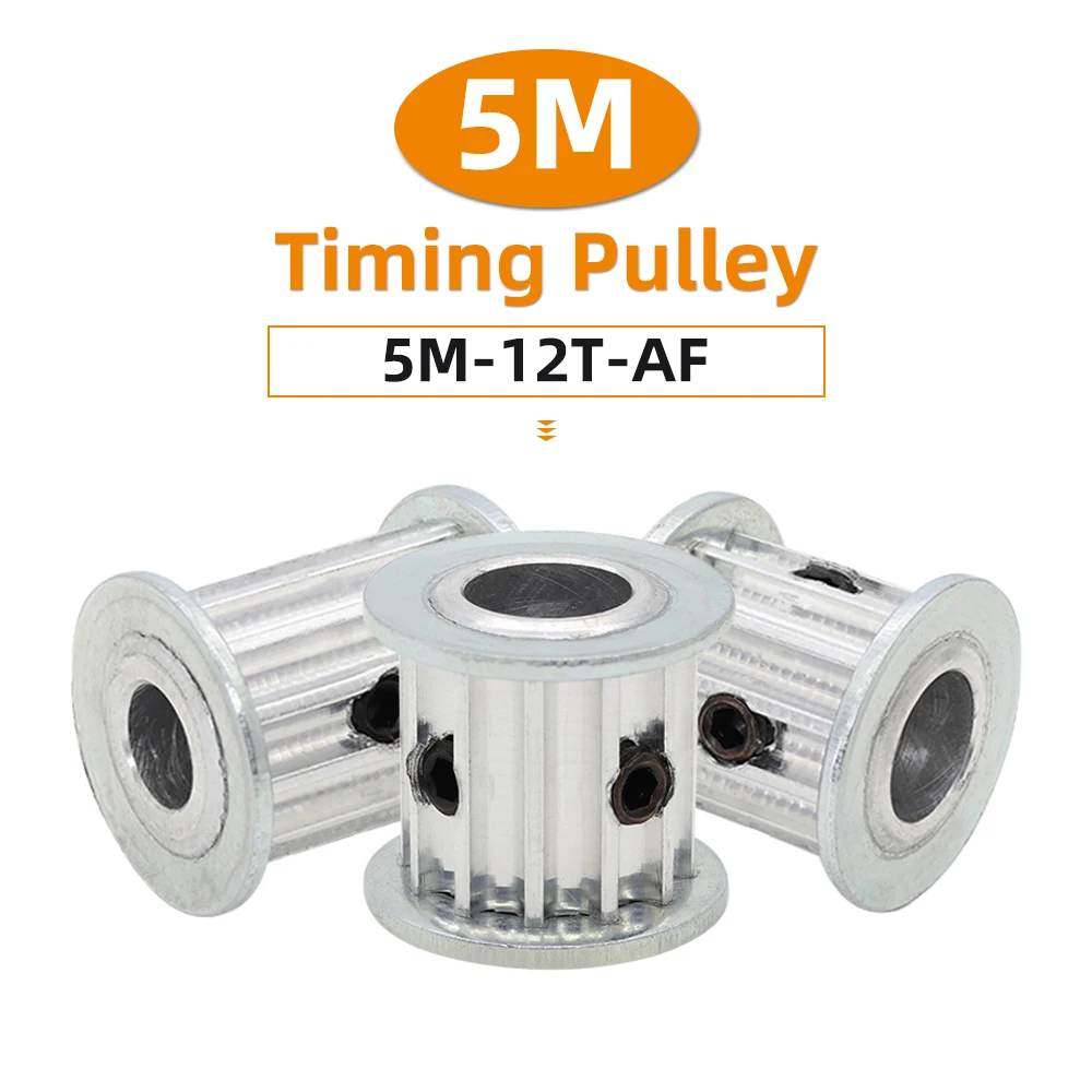 

5M12T Timing Pulley AF Type Double Side Flat Aluminum Synchronous Wheel Groove width 10/15/20mm Hole 5/6/6.35/7/8/10mm 5M12Teeth