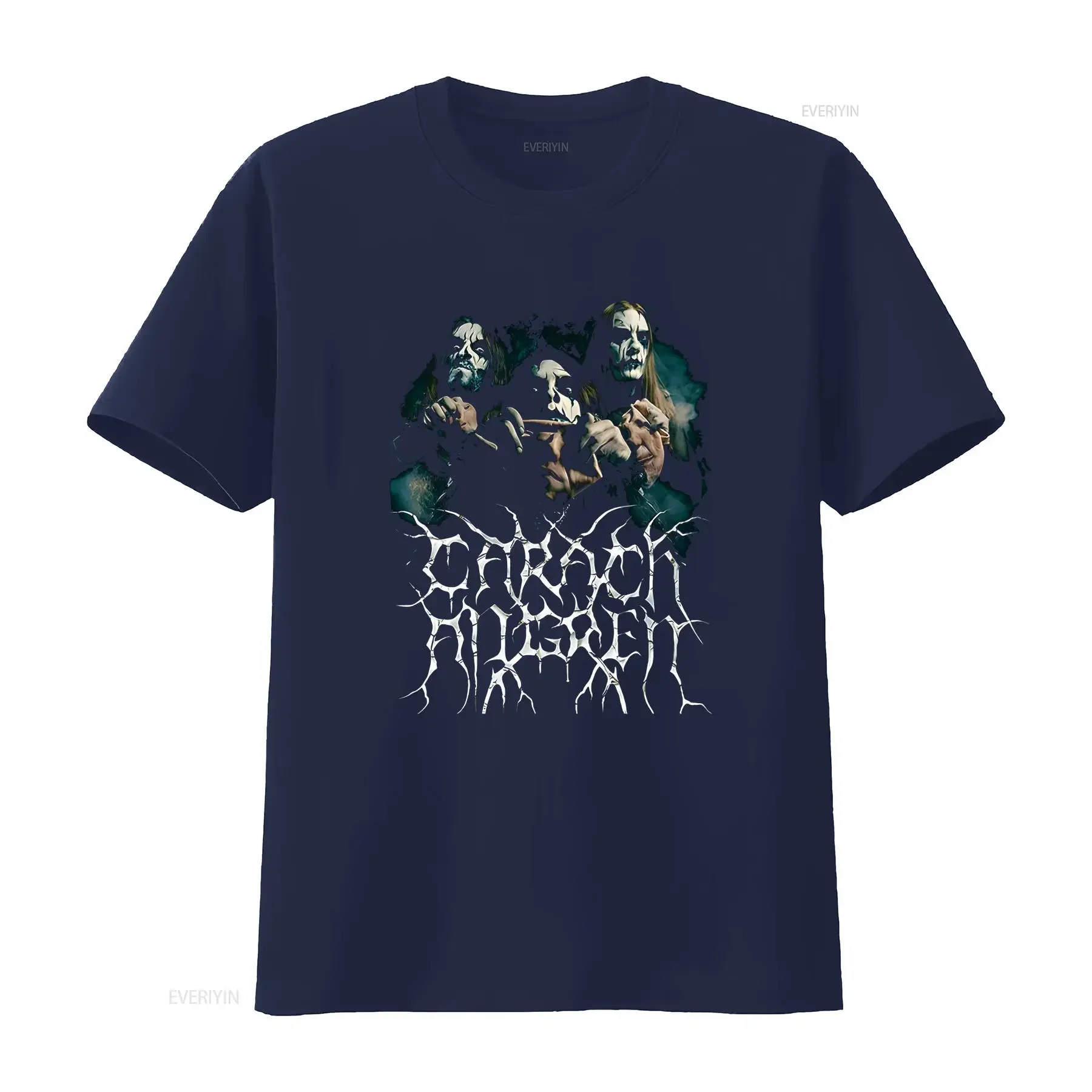 Фото Новая футболка NWT Carach Angren с логотипом музыкальной группы Extreme Metal, размеры M-3XL, винтажная, с эффектом потертости, универсальная, эластичная, повседневная №4