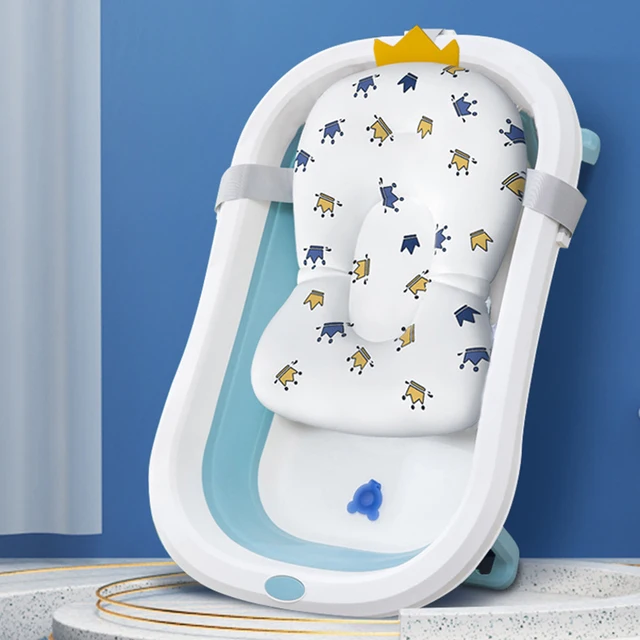 Baby Bath Seat Support Mat Foldable Baby Bath Tub Pad & Chair Newborn Bathtub Pillow Infant Anti-Slip Soft Comfort Body Cushion 3