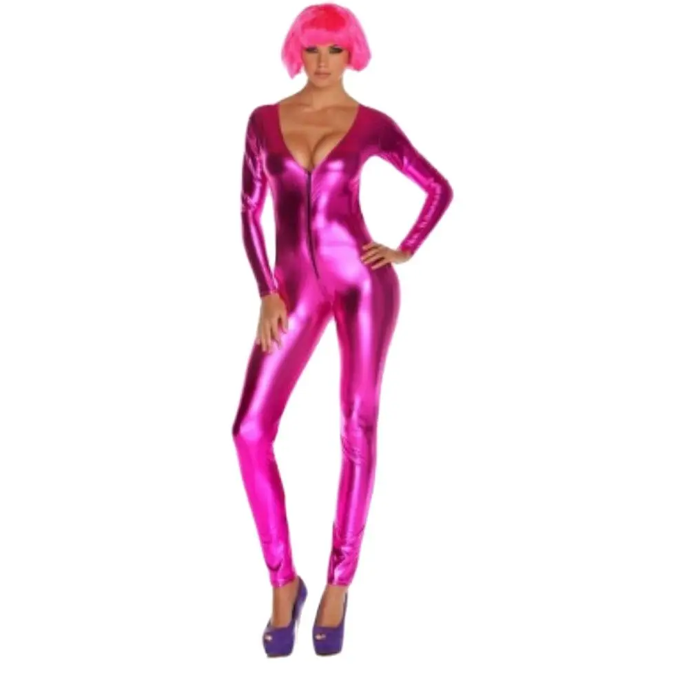 

New style Shiny Metallic sexy Women Catsuit Lady Leotard Catsuit Front Zipper bodysuit for men kids