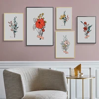 vintage floral botanical love quotes wall art canvas painting scandinavian minimalist poster prints living room interior decor