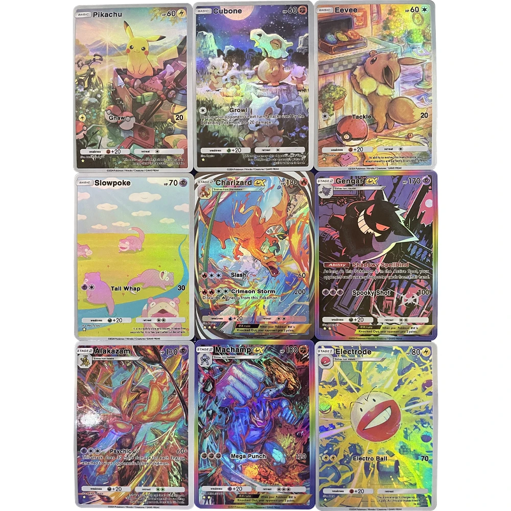 9 шт./компл. аниме PTCG карманная коллекционная карта Cubone Charizard Eevee Gengar Alajazam Machamp с