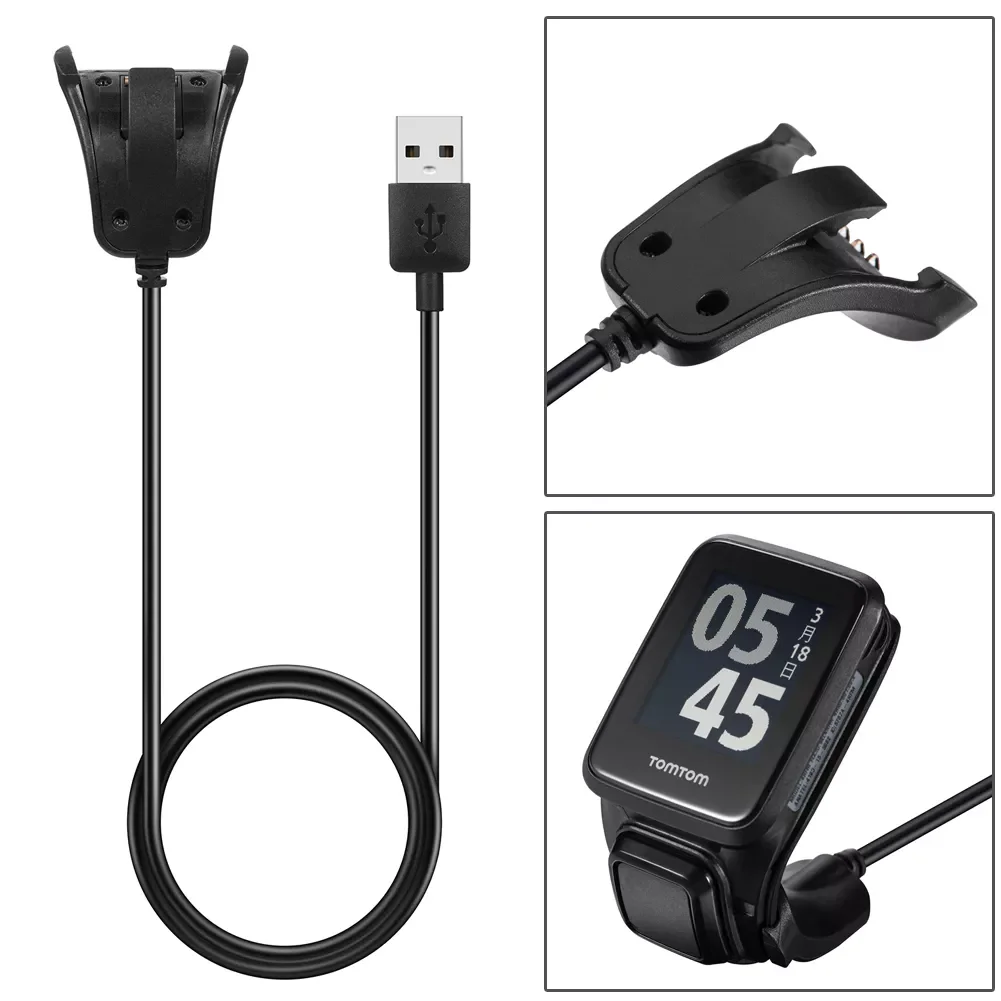 

1M USB Charger Data Sync Cable for TomTom Adventurer Golfer 2 Runner 2/3 Spark 3 Smart Watch Data Charging Cable Replacement