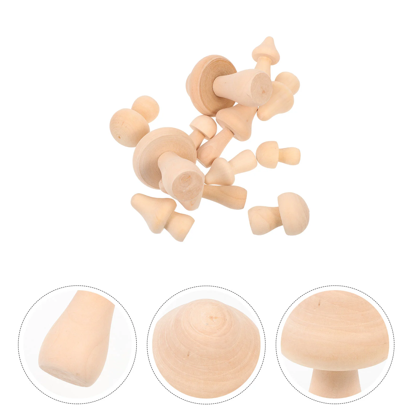 

12 Pcs DIY Mushroom Head Mushrooms Mini Decor Decorations Unfinished Wood Toys Wooden Kindergarten Children Painting Table