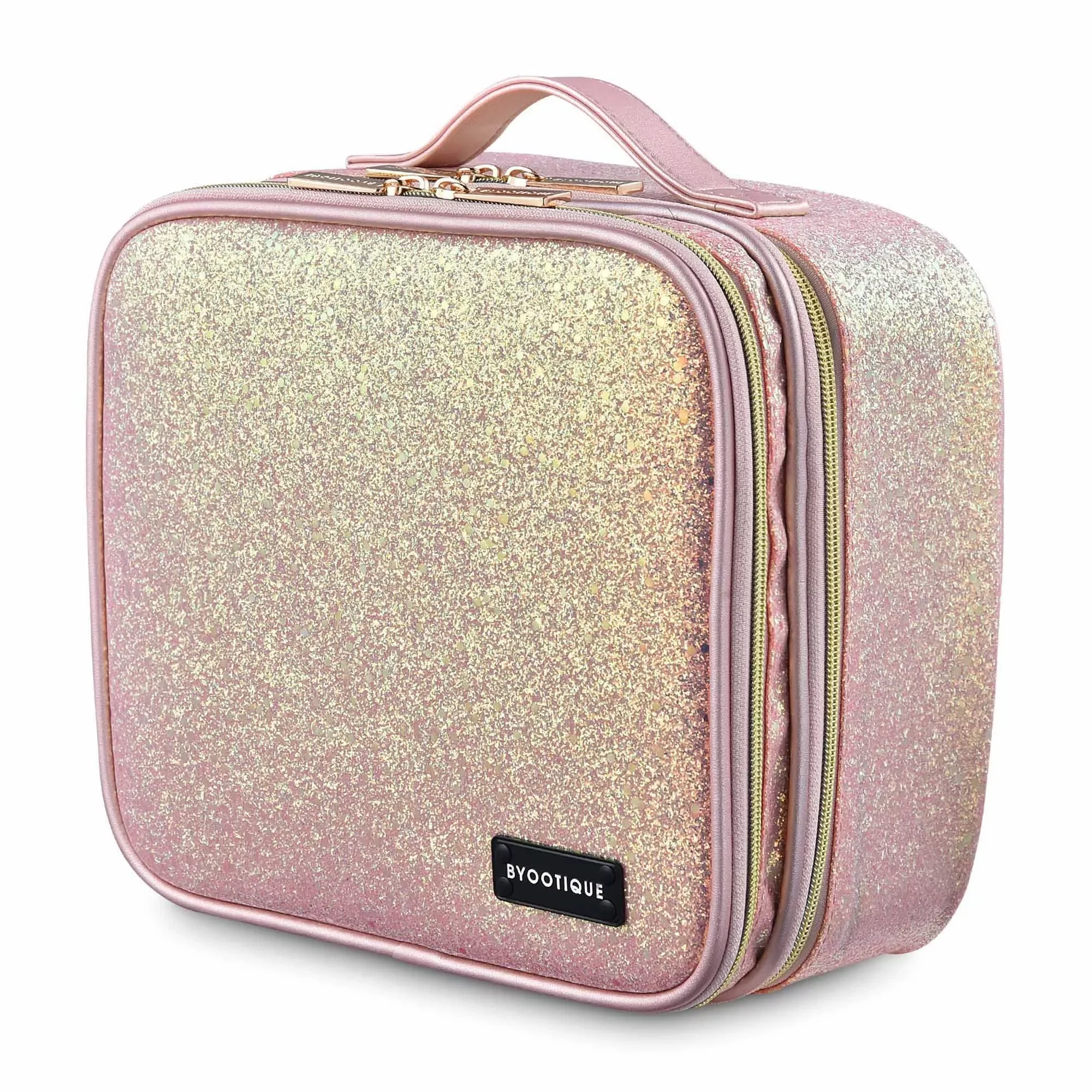 

Byootique Portable Makeup Bag Train Case Brush Holder Cosmetic Bag Travel Glitter