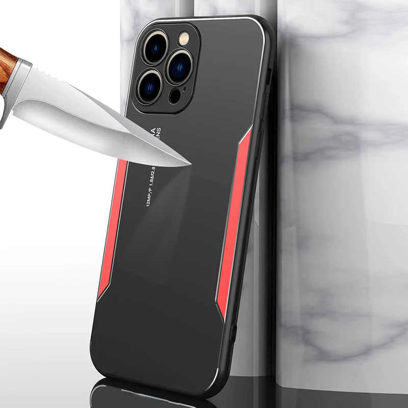 Luxury Shockproof Armor Aluminum Metal Back Case For iPhone 13 12 11 Pro Max Mini X XS XR SE 2022 7 8 Plus Silicone Bumper Cover