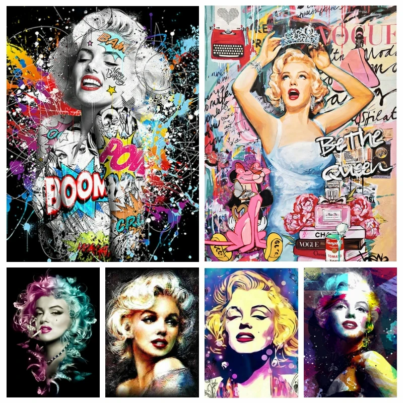 

5d Graffiti Marilyn Monroe Portrait AB Diamond Painting Full Drills Beauty Street Wall Art Mosaic Cross Stitch Living Room Decor