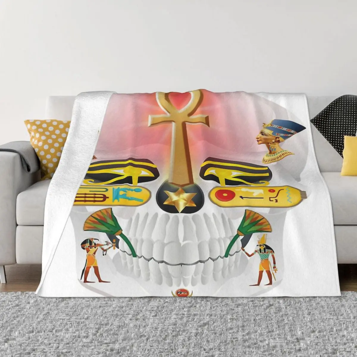 

Ancient Egyptian Civilization One Of The Four Ancient Civilizations Blanket Flannel Spring Autumn Skull With Ancient Warm Throws