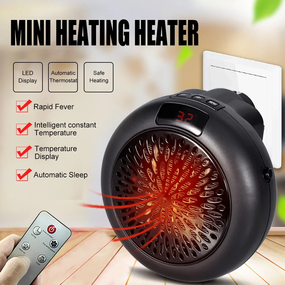 900W Electric Heater Remote Control Constant Temperature Timer Mini Fan Heater Home Office Room Heater Handheld Air Heater Heate