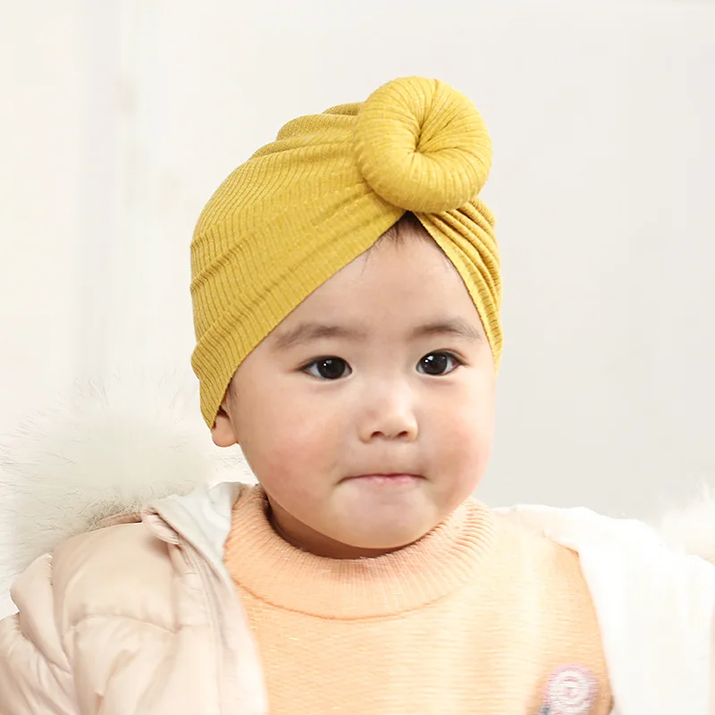 

Newborn Baby Turban Cute Donuts India Hat for Kids Candy Color Lovely Cap Infants Headwear Child Curly Cover Hair Accessories