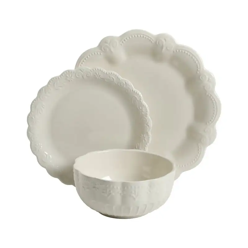 

Toni Linen Dinnerware Set, 12-Piece Tableware Set Restaurant Home Gift