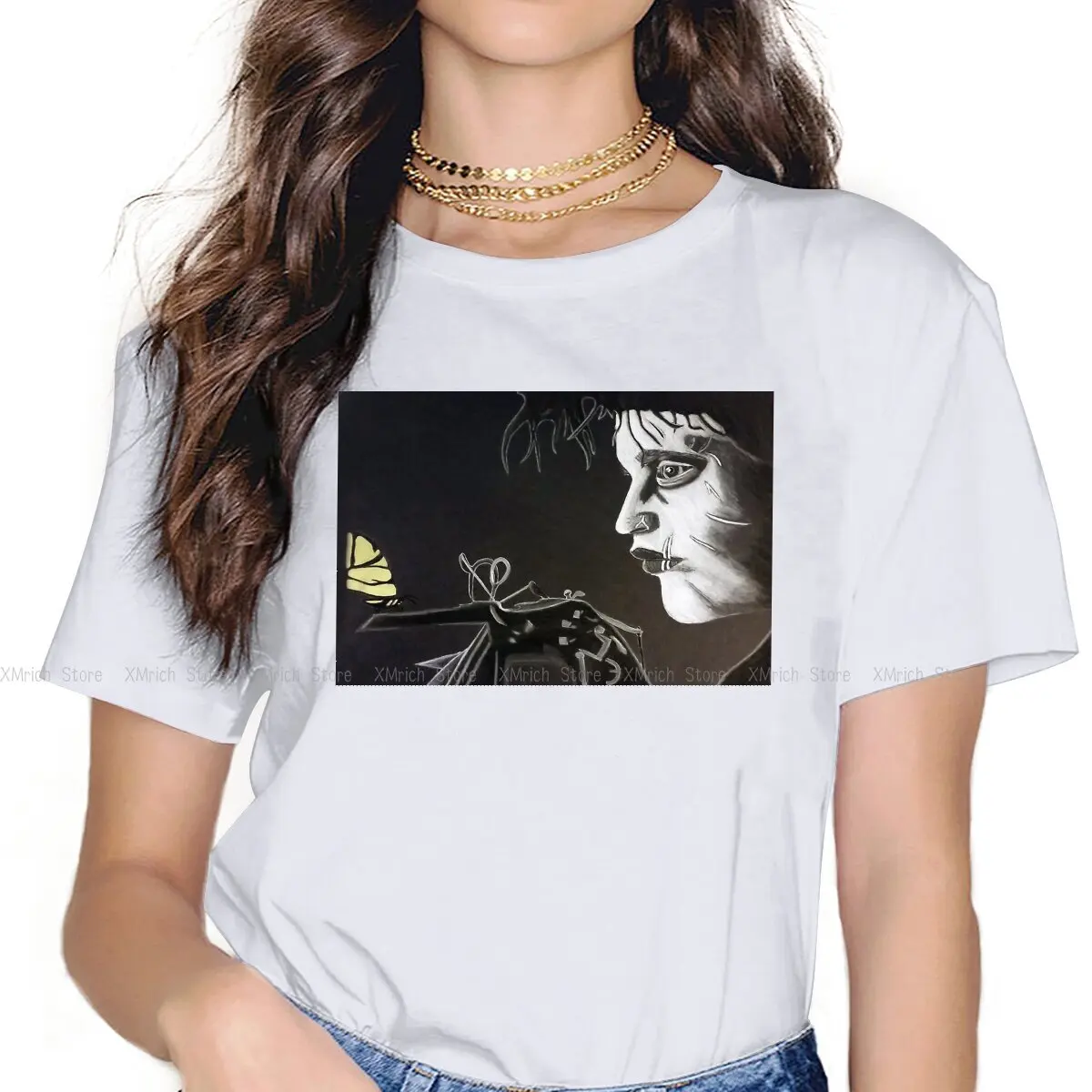 

Butterfly Women Clothing Edward Scissorhands Kim Graphic Female Tshirts Vintage Gothic Loose Tops Tee Kawaii Girls Streetwear