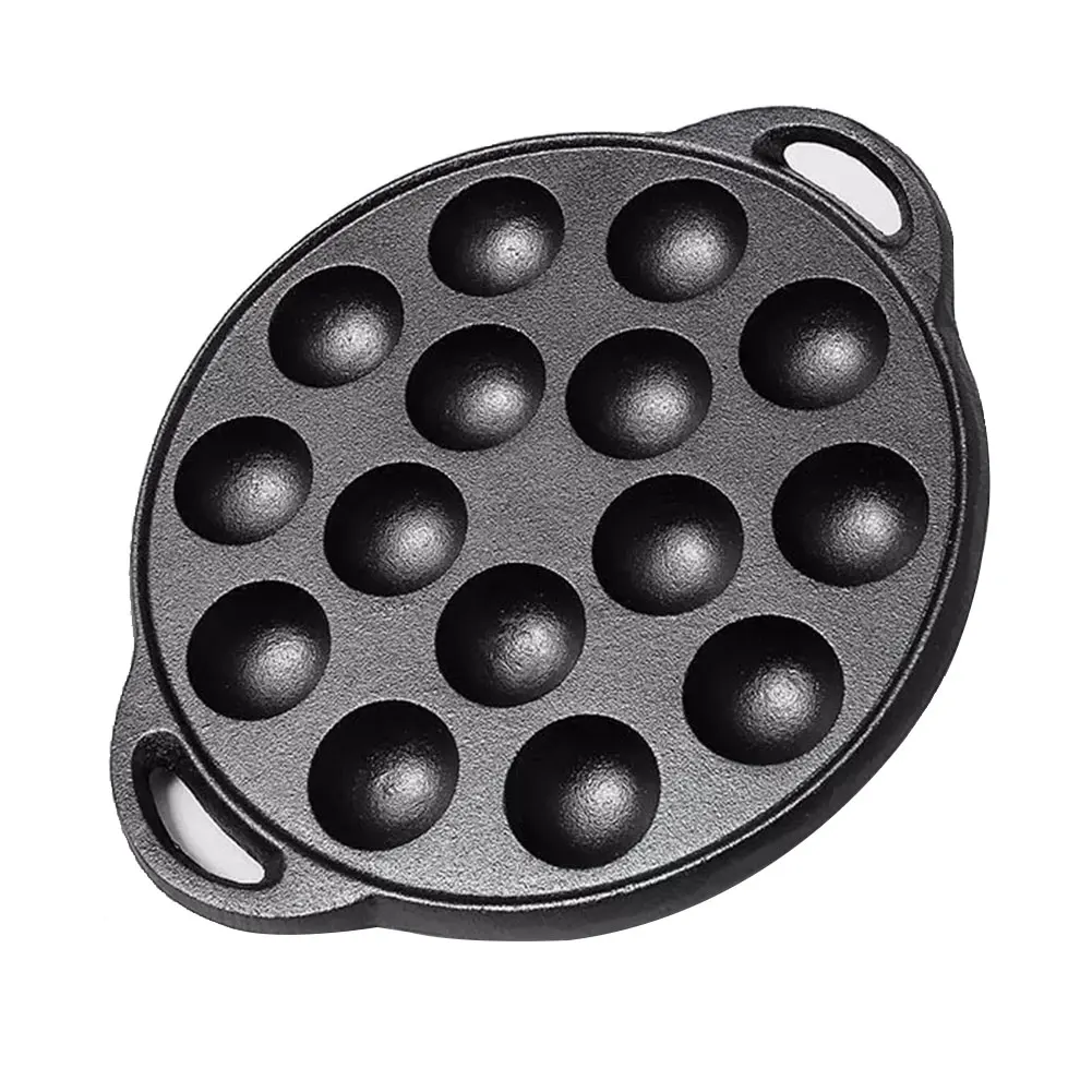 

Octopus Ball Restaurant Kitchen Meatball Pot Thickened Home 15 Holes No Coating Takoyaki Cast Iron Durable Cooking Frying Pan