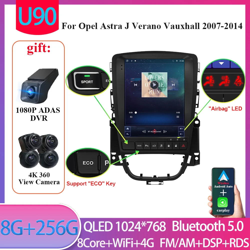 

9,7-дюймовый Android 15 для Opel Astra J Verano Vauxhall 2007-2014 Bluetooth 4G Carplay Мультимедийный плеер 2din GPS Авто Стерео DVD