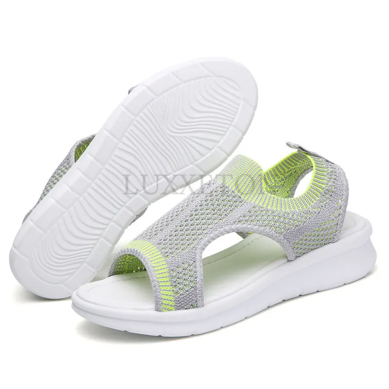 Wild Elastic Belt Sports Sandals Summer New Women's Shoes Women's Thick Bottom Fish Mouth Mesh Sandals Drop Shipping