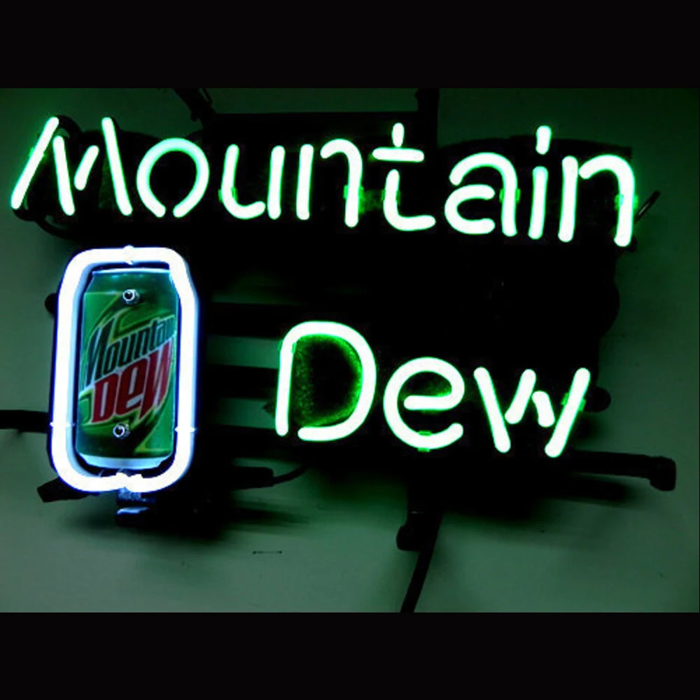 

Mountain Dew Soda Printed Can Neon Bar Sign Custom Handmade Real Glass Tube Store Drink Advertise Room Decor Display Lamp 14"X8"