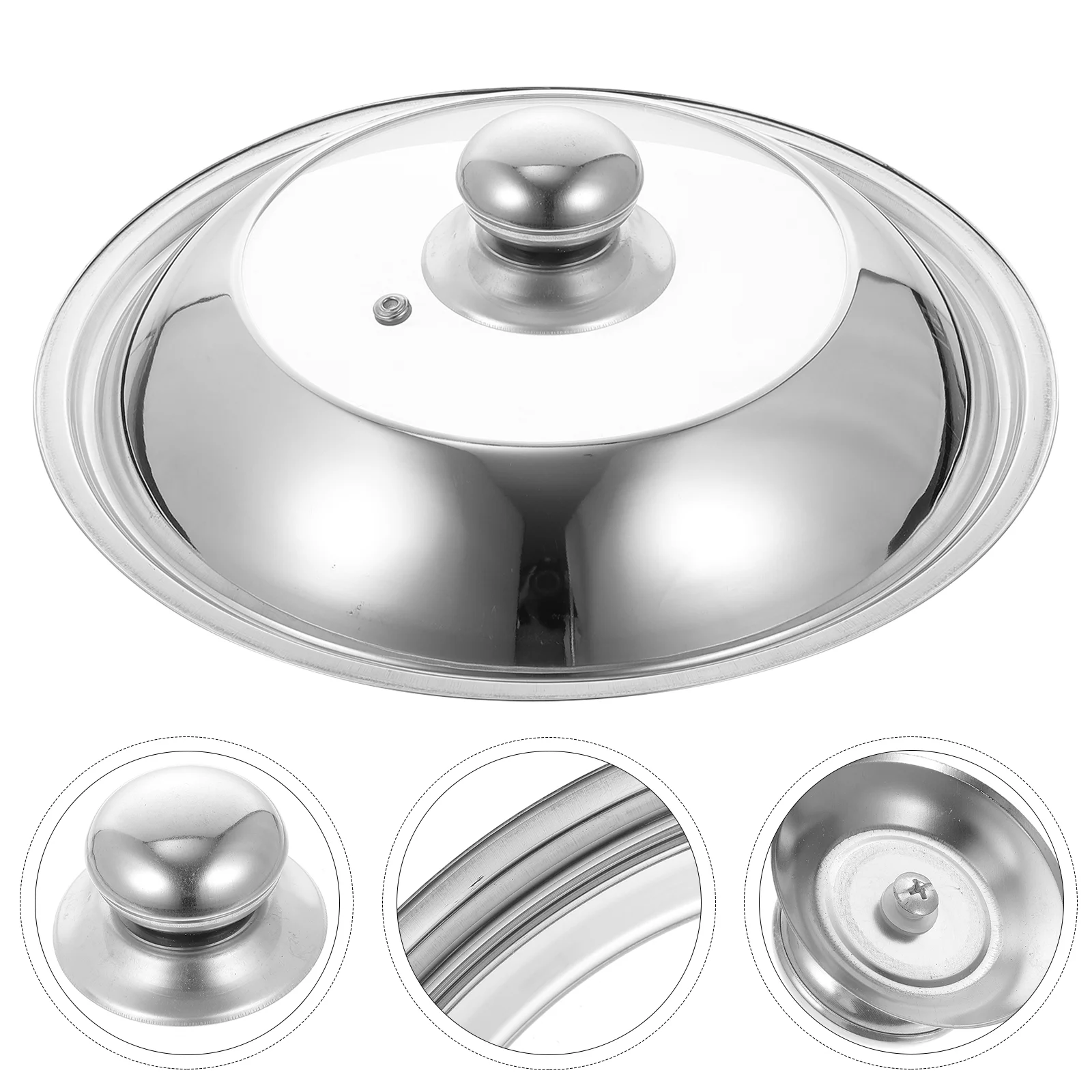 

Lid Cover Pan Pot Lids Dome Frying Replacement Skillet Cookware Universal Wok Cooking Steelglass Stainless Fry Metal Steamer
