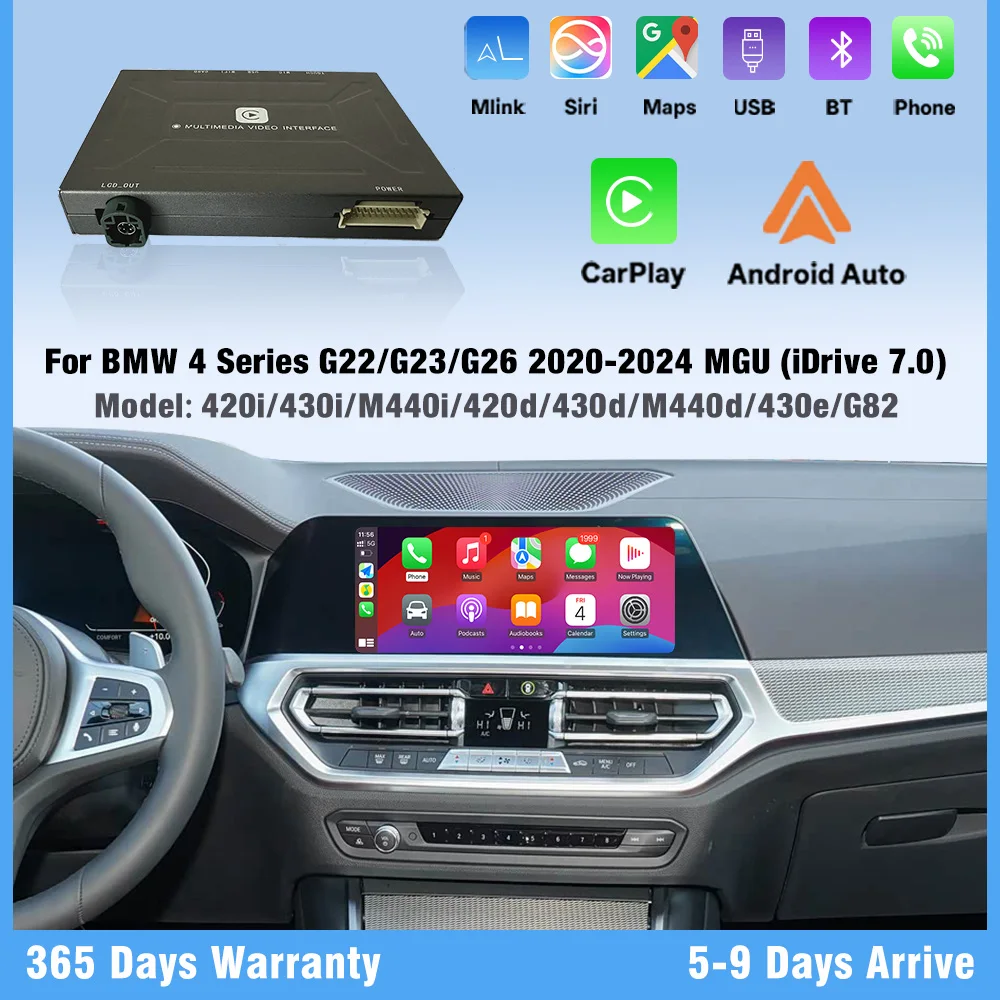 Фото Беспроводной адаптер CarPlay Android Auto iDrive 7 для BMW 4 серии G22 G23 G26 2020-2024, подходит для 420i 430i M440i 420d 430d M440d 430e №1