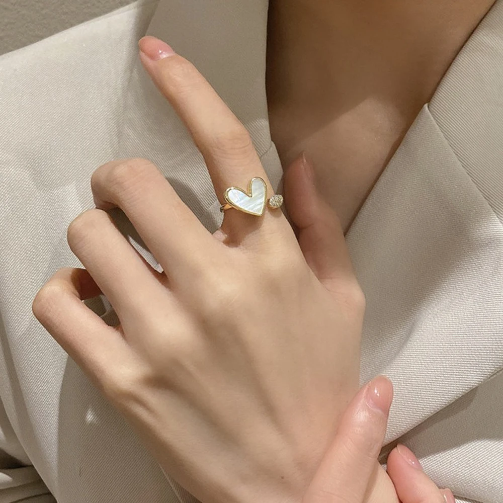 

Heart Rings For Women Minimalist Dripping Oil Open Rings Female Dinner Party Charming Finger Buckle Women Jewelry Accessories