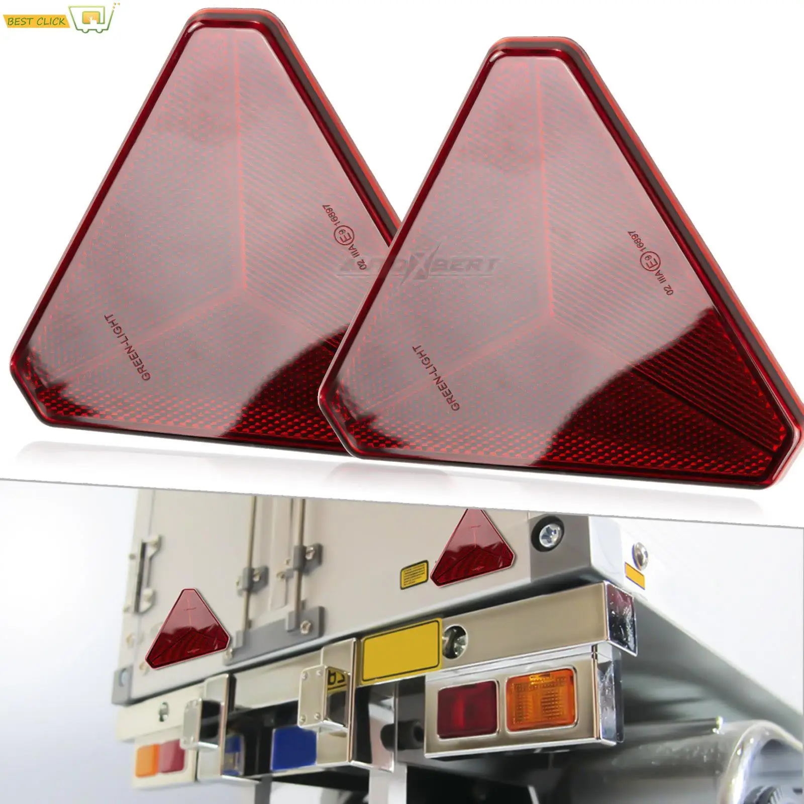 

2Pc Triangle Reflector Safety Alert Sign Strip Reflective Red Stickers Universal Camper Lorry Caravan Truck Trailer Bus