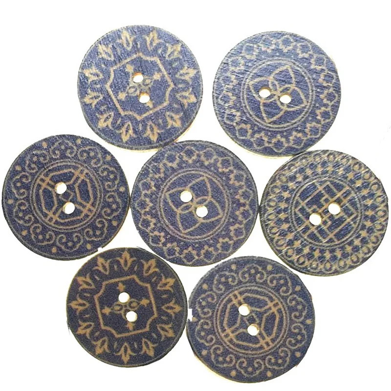 

50PCS 25MM Painted Round Wood Buttons for Handwork Sewing Scrapbook Clothing Crafts Accessories Card Decor Buttons for Clothing