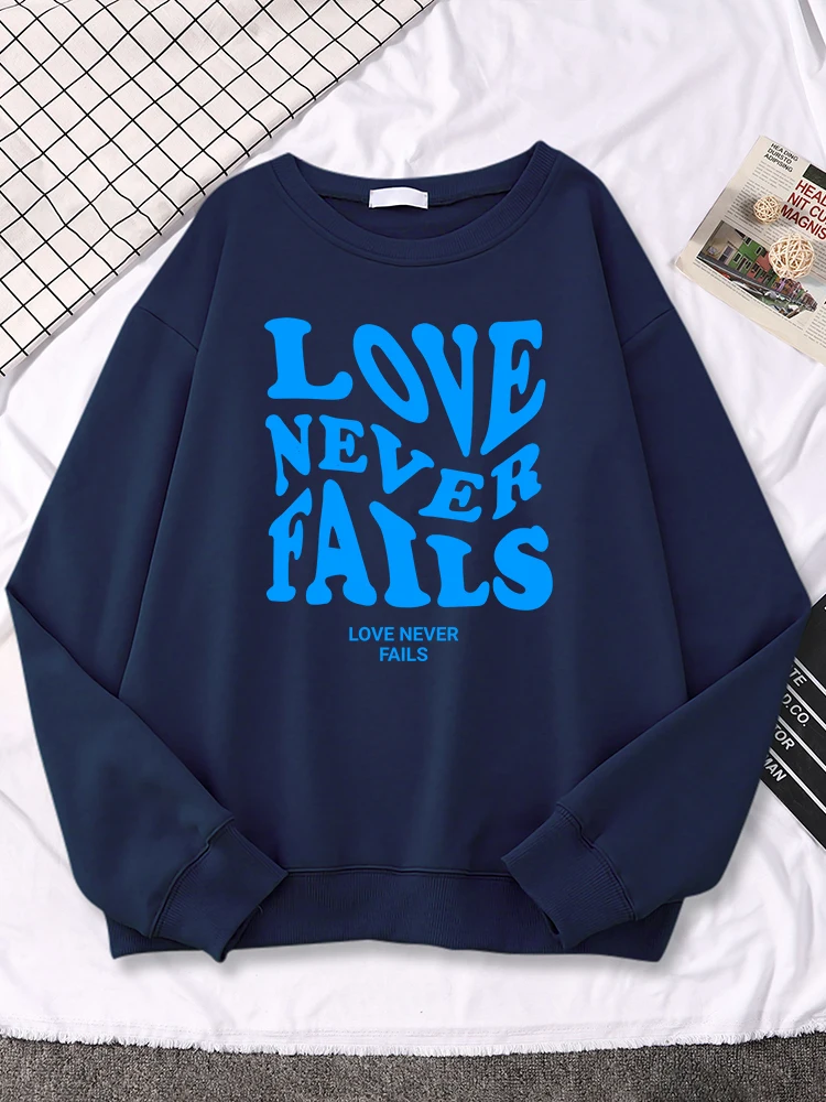 

Fashion Women'S Hoodie Love Never Fails Creativity Letter Printing Tops Drop Sleeves Loose Sweatshirts Strecth Ladies Clothes