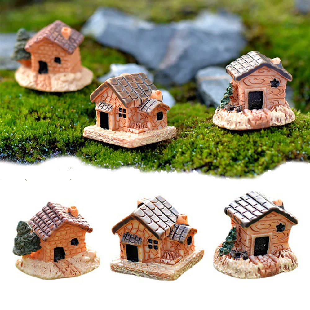 

1pc Mini Small House Cottages DIY Toys Crafts Figure Moss Terrarium Fairy Garden Ornament Landscape Decor Random Color Dollhouse