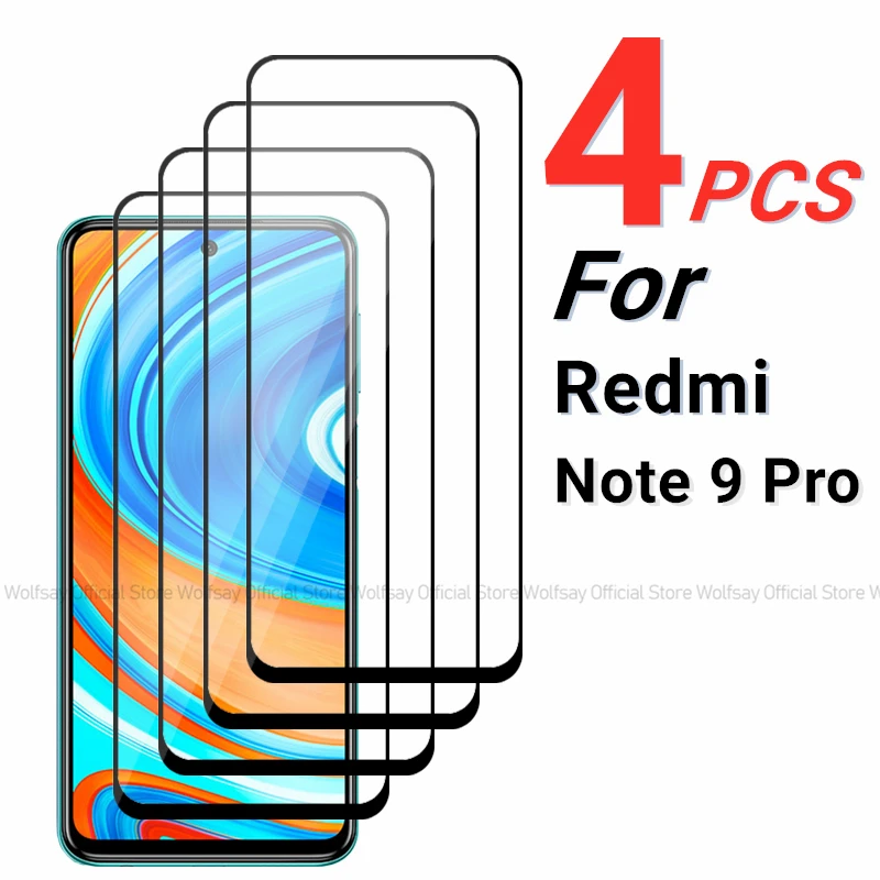 2/4 шт. закаленное стекло для Xiaomi Redmi Note 9 Pro Защитная пленка экрана с полным клеем