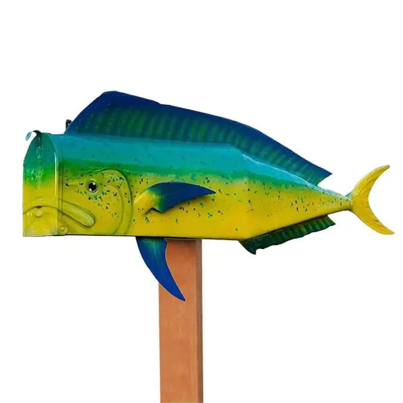 Fish Mailbox Funny Metal Dolphinfish Mailbox For Garden Home Decor Reusable Colorful Fish Artwork Mailbox For Outdoor Parks