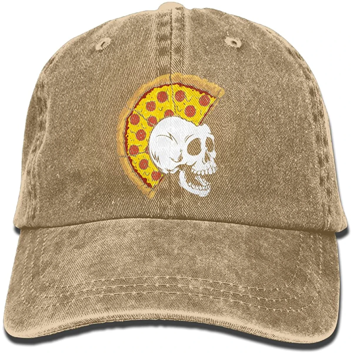 

Unisex Adult Pizza Skull Washed Denim Cotton Sport Outdoor Baseball Cap Adjustable One Size Sombrero De Mujer